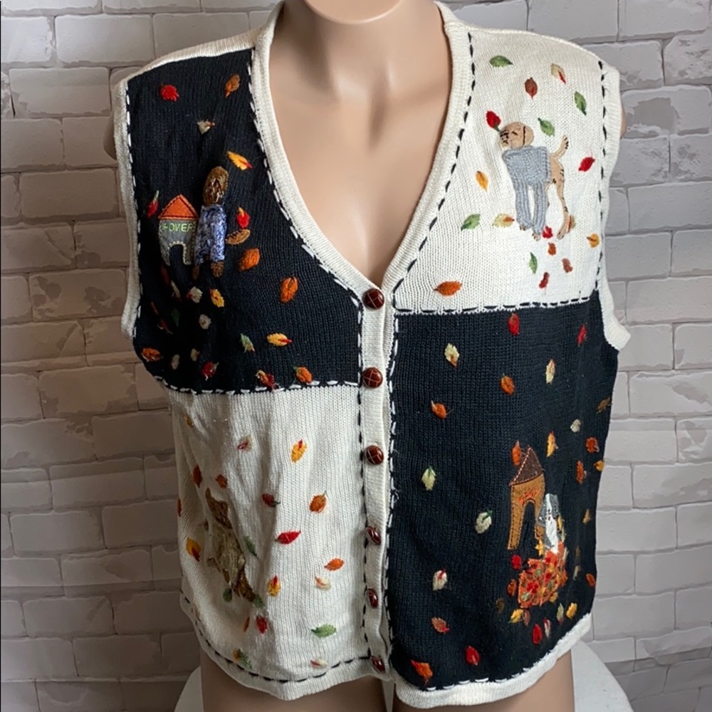 BOBBIE BROOKS Fall Dogs Cat Sweater Vest 2X